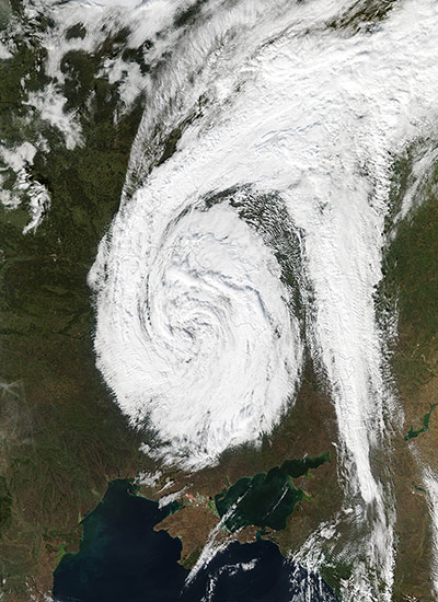 Satellite Eye on Earth: Low-Pressure System over Eastern Europe