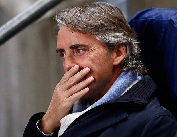 Tuesday CL action: Manchester City's Mancini reacts