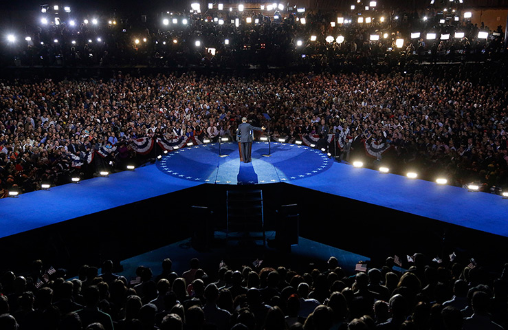 US reaction: President Barack Obama speaks at his election night party in Chicago
