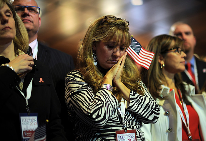 US reaction: Supporters of  Mitt Romney react to results in Boston Massachusetts