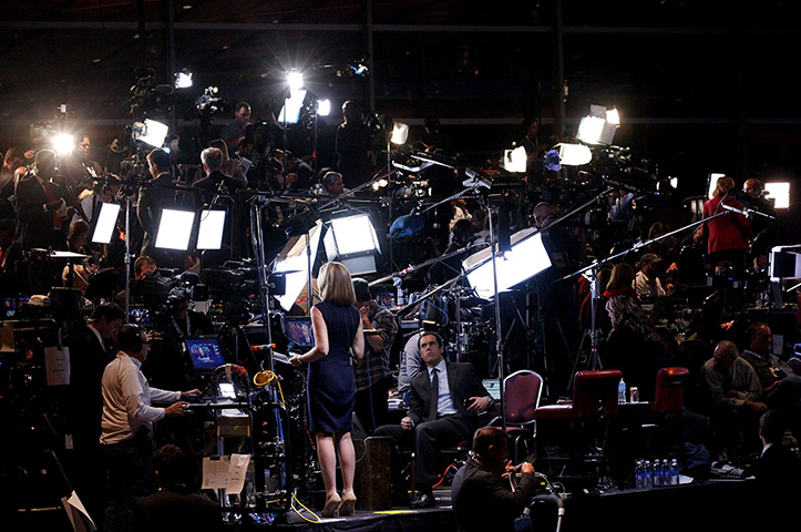 US reaction: Members of the media report the election results 