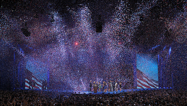 US reaction: The stage is coverd in confetti during the celebration