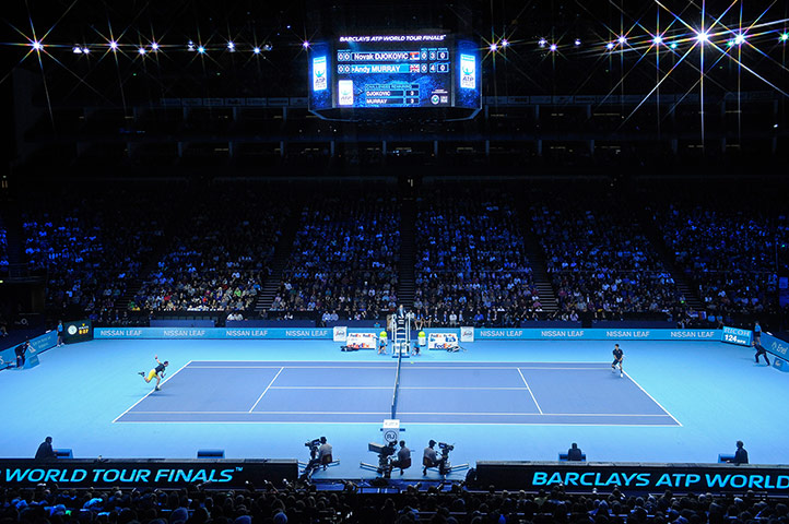 Murray v Djokovic: Andy Murray serves