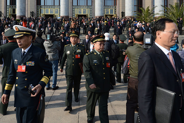 China national congress: Delegates leave the opening session