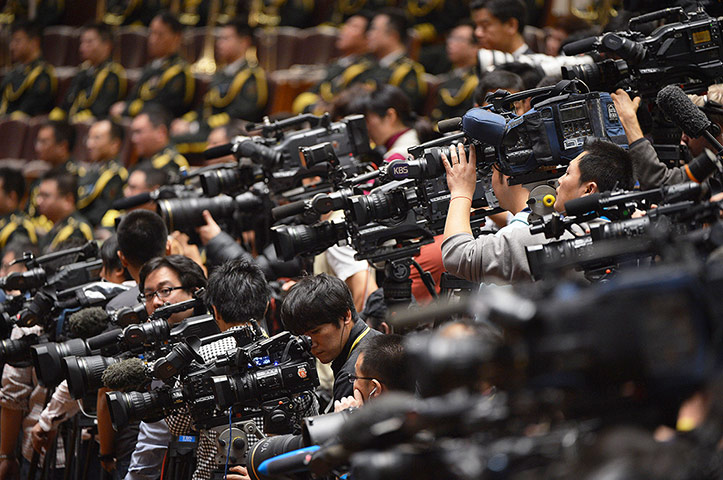 China national congress: Cameras film the opening ceremony