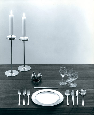 RCA 175 Years: Embassy silver cutlery and candlesticks, 1963, David Mellor
