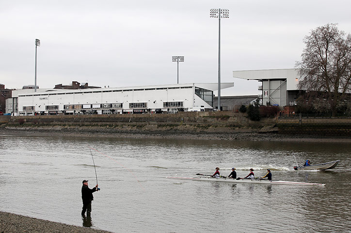 Joy of six stadiums: Craven Cottage from across The River Thames