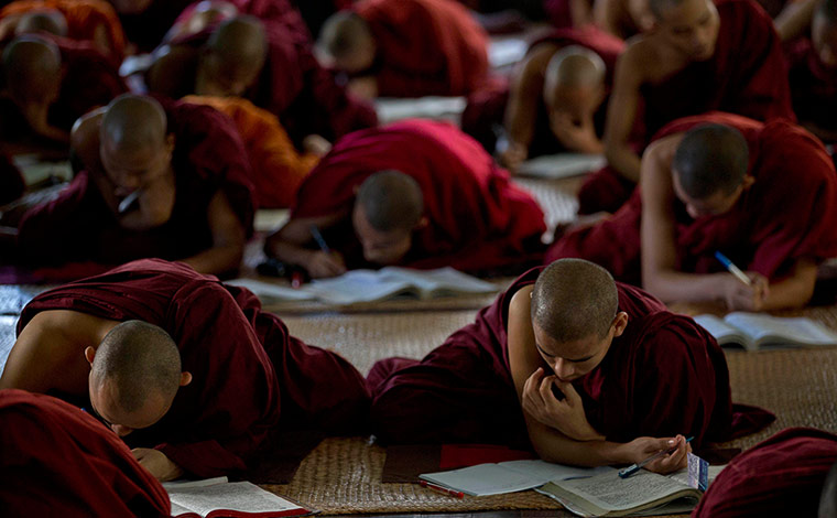 24 Hours: Monks study at a Buddhist monastery in Mandalay, Myanmar