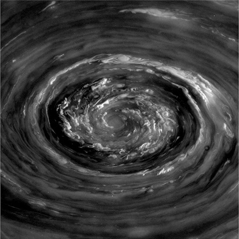 A month in Space: Swirling Storms on Saturn