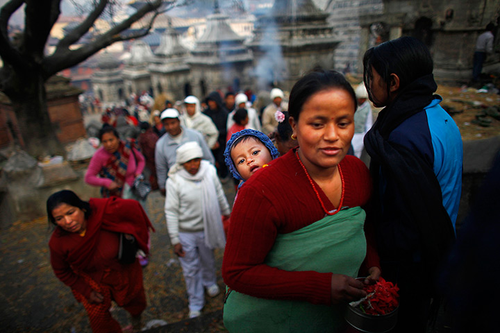 24 hours: Katmandu, Nepal: Nepalese devotees gather