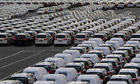 Cars produced at the Autoeuropa factory in Portugal wait to be shipped