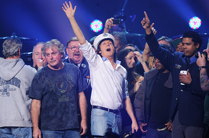 Sandy gig: Sir Paul McCartney finished the show with Live and Let Die