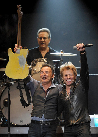 Sandy gig: Jon Bon Jovi joined Bruce Springsteen for Born to Run