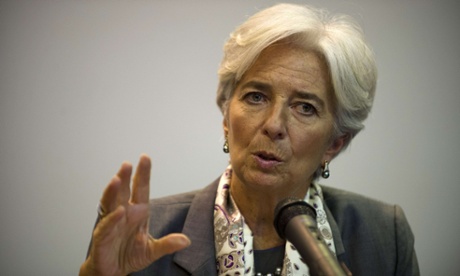 Christine Lagarde at press conference in Colombia earlier this week.