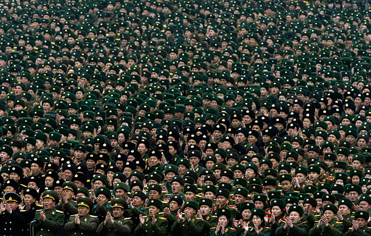 20 Photos: North Korean soldiers at a mass rally celebrating the rocket launch