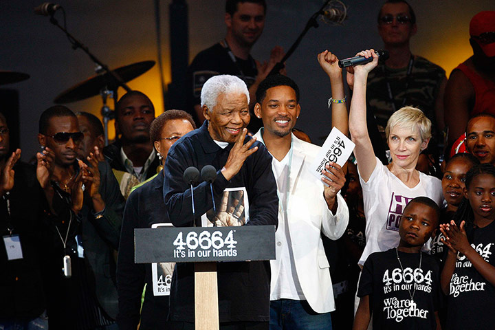 Nelson Mandela: 2008: Mandela speaks at a concert held in his honour in London