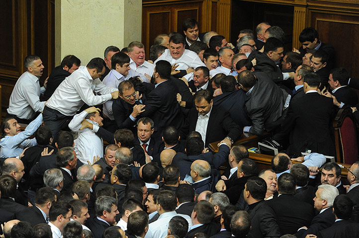 20 Photos: Newly-elected lawmakers fight in Ukrainian parliament