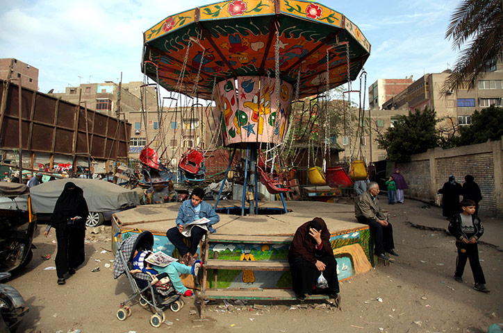 Egypt Referendum: Egyptians wait to cast their votes outside a polling station