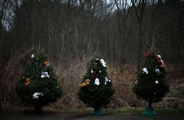 24 hours in pictures: Christmas tree makeshift memorial near the Sandy Hook Elementary School