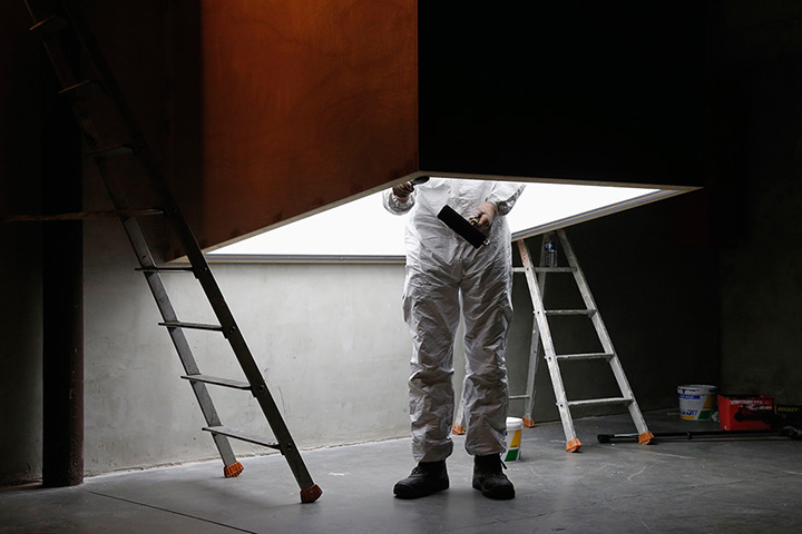 24 hours in pictures: A workman prepares the Museum of Broken Relationship in Paris