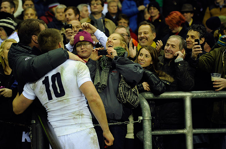 tom england v nz: Owen Farrell poses for pictures with joyous fans 