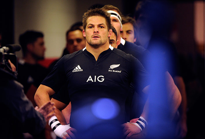 tom england v nz: All Black captain Richie McCaw waits with his team in the tunnel 