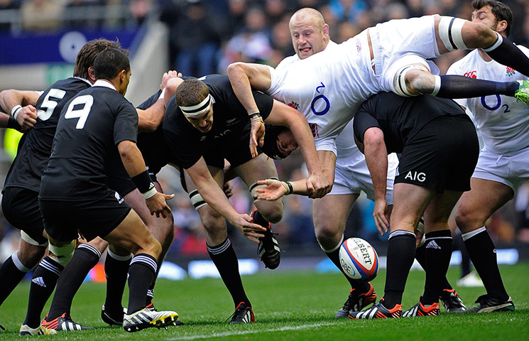 tom england v nz 2: Ben Morgan is upended at a line-out 