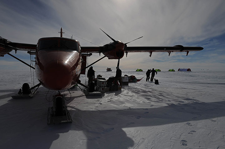British Antarctic Survey: A plane with skis fitted specially for the weather