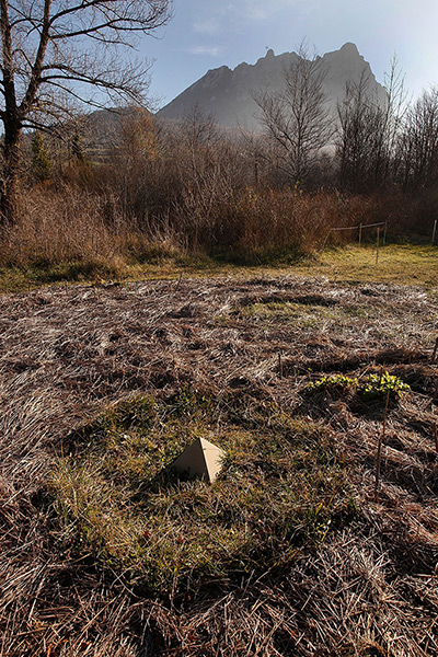 Bugarach prophecy: A pyramid shaped object lies in a field in Bugarach