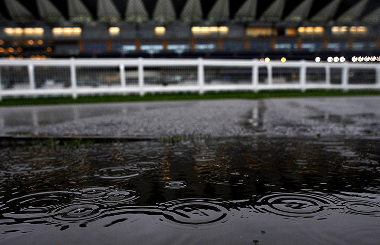 Wet weather: Rain falls at Ascot racecourse 