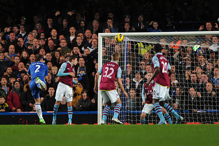 Sunday Action Roundup: Chelsea's Serbian defender Branislav Ivanovic scores the third goal 