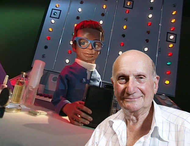 Gerry Anderson: Gerry Anderson with Brains from Thunderbirds