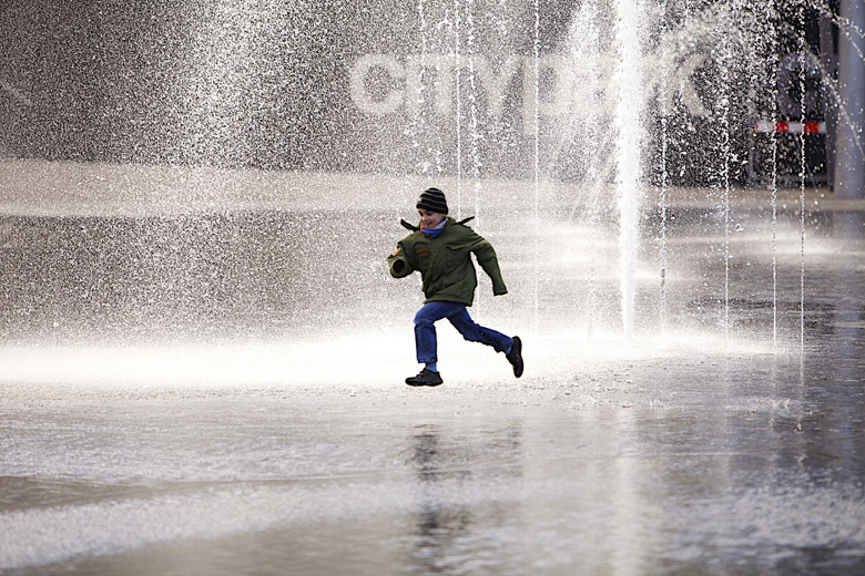 Fountains in Bradford's new City Park