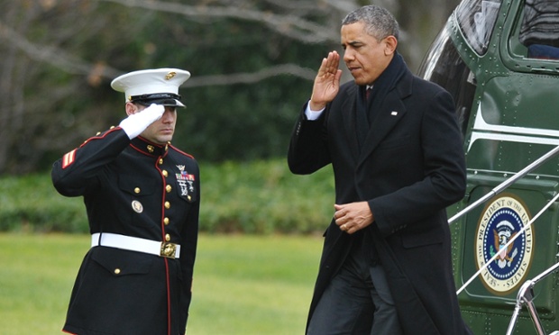 President Obama steps off Marine One