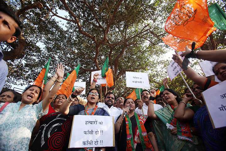India: Activists from Bharatiya Janta Party (BJP) 