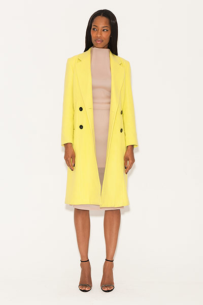 All Ages: Coats: Betsie wears coat, by Hearts & Hands, Urban Outfitters. Dress, Cos