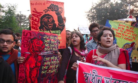 Protests in Kolkata over the death of the Delhi rape victim