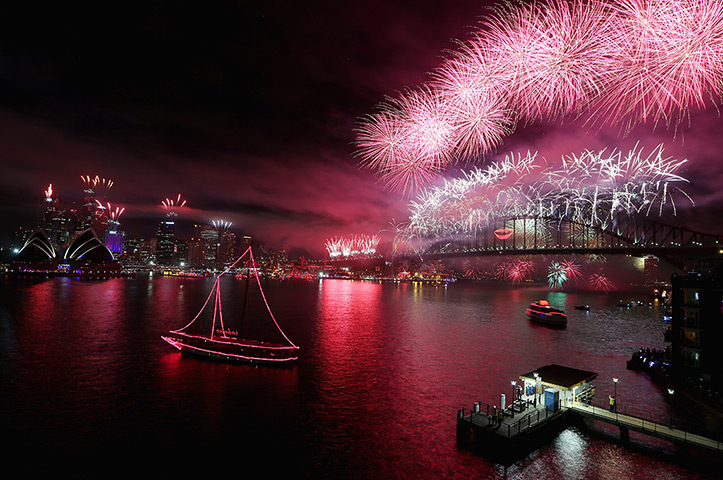 New Year celebrations: Fireworks light up the sky above the Sydney Harbour Bridge 