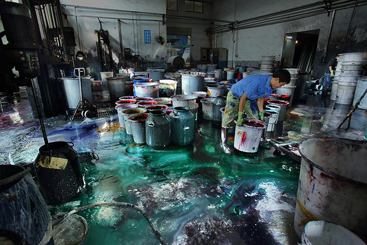 Chemical waste Pollution: from textile industry in The Hangzhou Bay Area , China