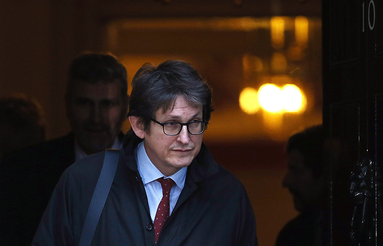 Downing St editors: Alan Rusbridger, the editor of the Guardian leaves Downing Street 