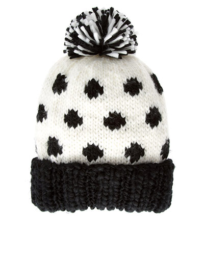 Winter warmers: Winter warmers ASOS polka dot bobble hat beanie