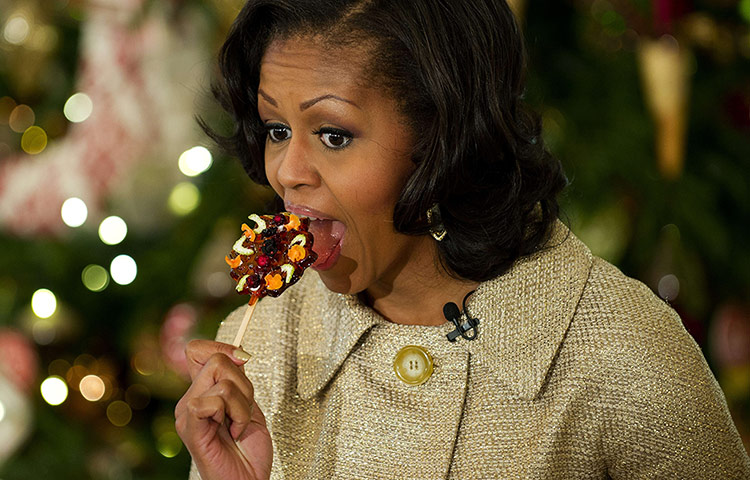 Comedy pictures: Michelle Obama at the first viewing of the White House holiday decorations