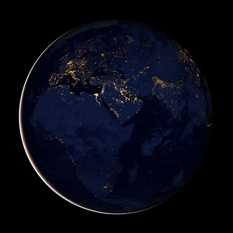 Earth from space: A composite image of Europe, Africa, and the Middle East at night