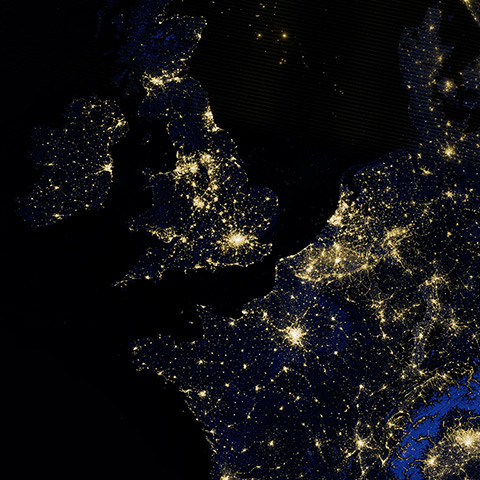 Earth from space: Britain, Ireland and part of western Europe on the night of 27 March 2012