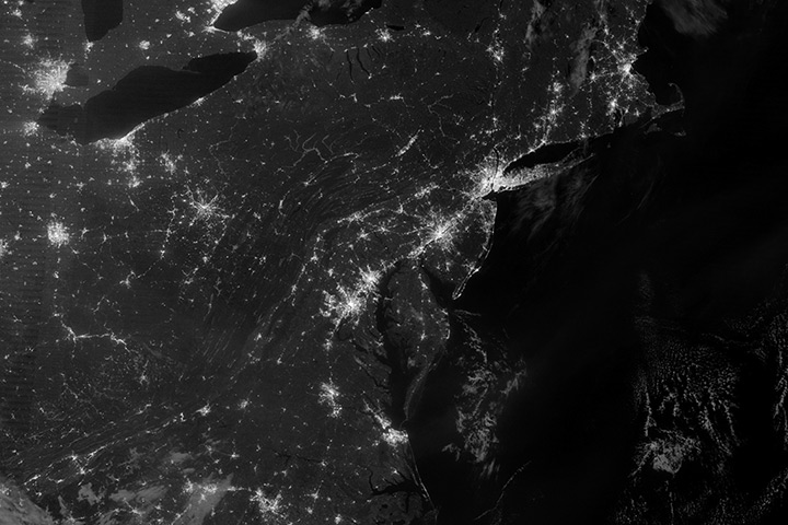 Earth from space: Night time view of a blackout in New York and New Jersey