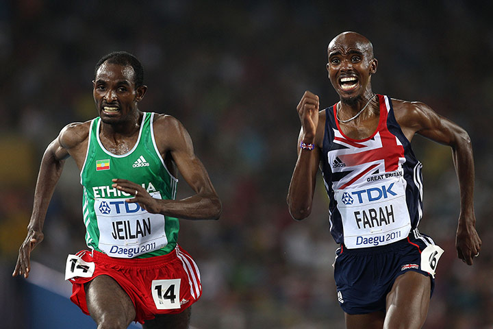 Mo Farah - In Pictures: 2 athletes running next to each other