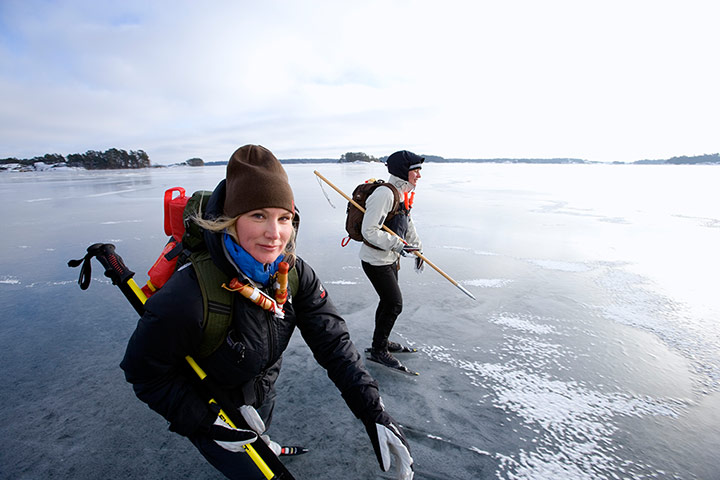 Healthiest cities: Skating on a lake in Stockholm