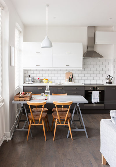 Homes neon: White and minimal London flat - the dining table