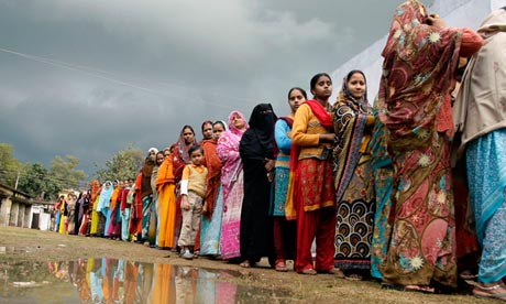 Queue of Indian women