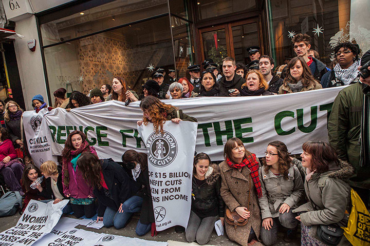 Starbucks: Protesters outside the Vigo Street branch of Starbucks 